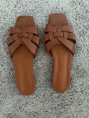 Amazon Women’s Tan Braided Slide Sandals